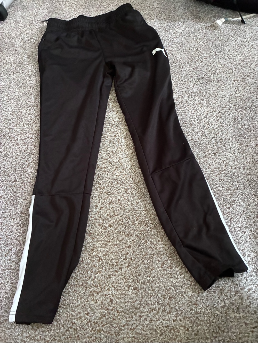 Puma Black Jogger Pants with White Side Stripe